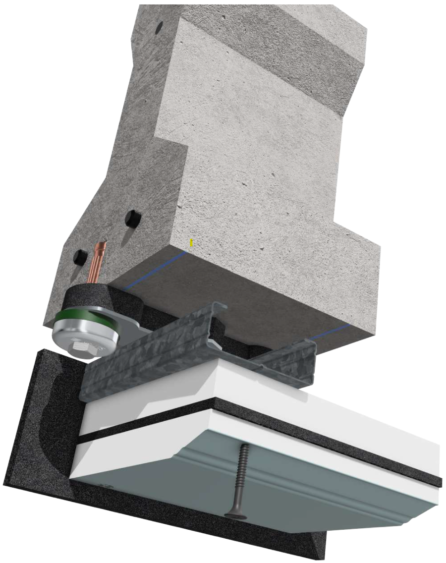 Amortiguador de techo para la protección de vibraciones mediante perfiles de acero tipo tc-45/48